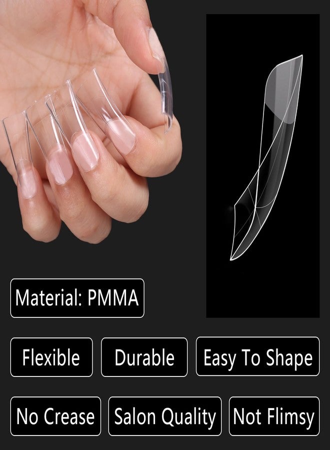 Laza 120pcs Medium Length Duck Nail Tips with Auxiliary Lines 12 Sizes Box-packed Clear Duck Nails Full Cover Wide Nail Tips French False Nail Tips for Acrylic Nails Extension Tips - Image 2